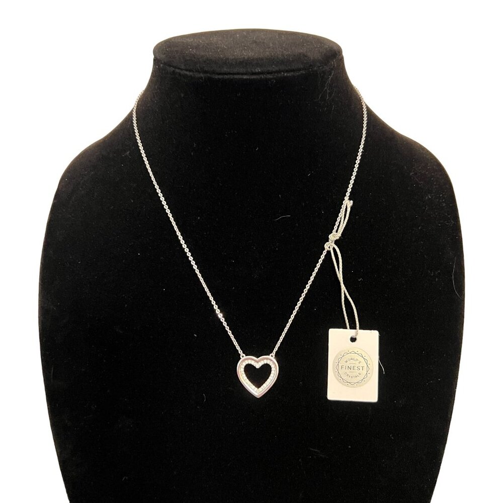 NIB Nic & Syd Graceful Heart Necklace Rhodium Plated Brass Crystals Gift… - Picture 3 of 10
